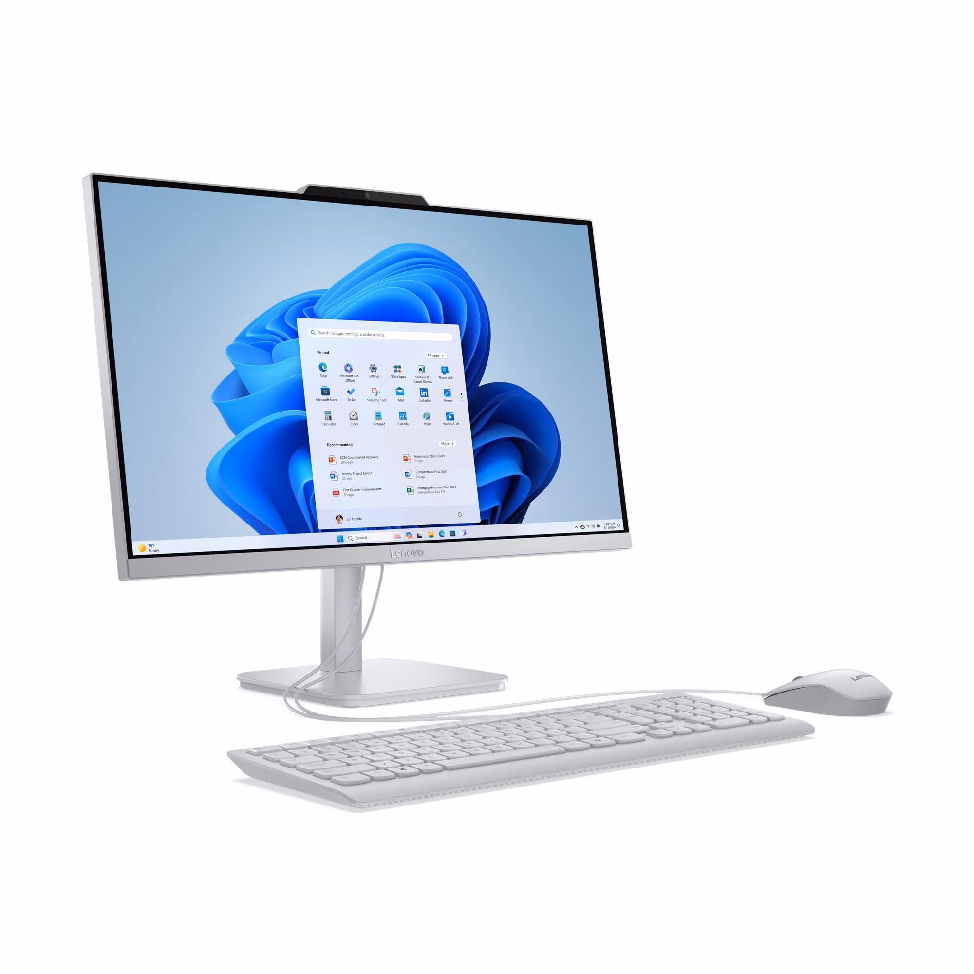 Lenovo A100 AIO Desktop, 23.8″ FHD Intel Core i3-N305, Cloud Grey | F0J60043PS